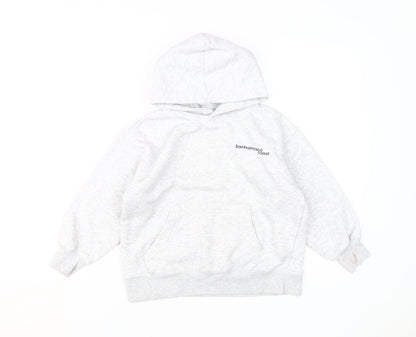 Zara Girls Grey Pullover Hoodie, 8-9 Years, Cozy Knit