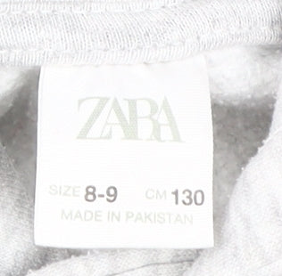 Zara Girls Grey Pullover Hoodie, 8-9 Years, Cozy Knit