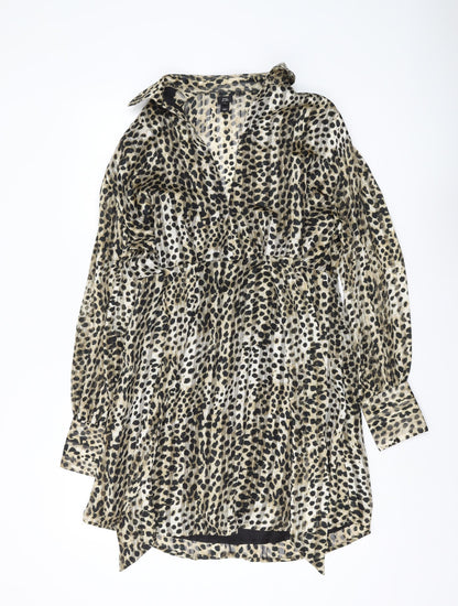 River Island Women's Leopard Print Collared Dress 10