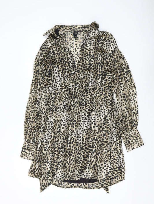 River Island Women's Leopard Print Collared Dress 10