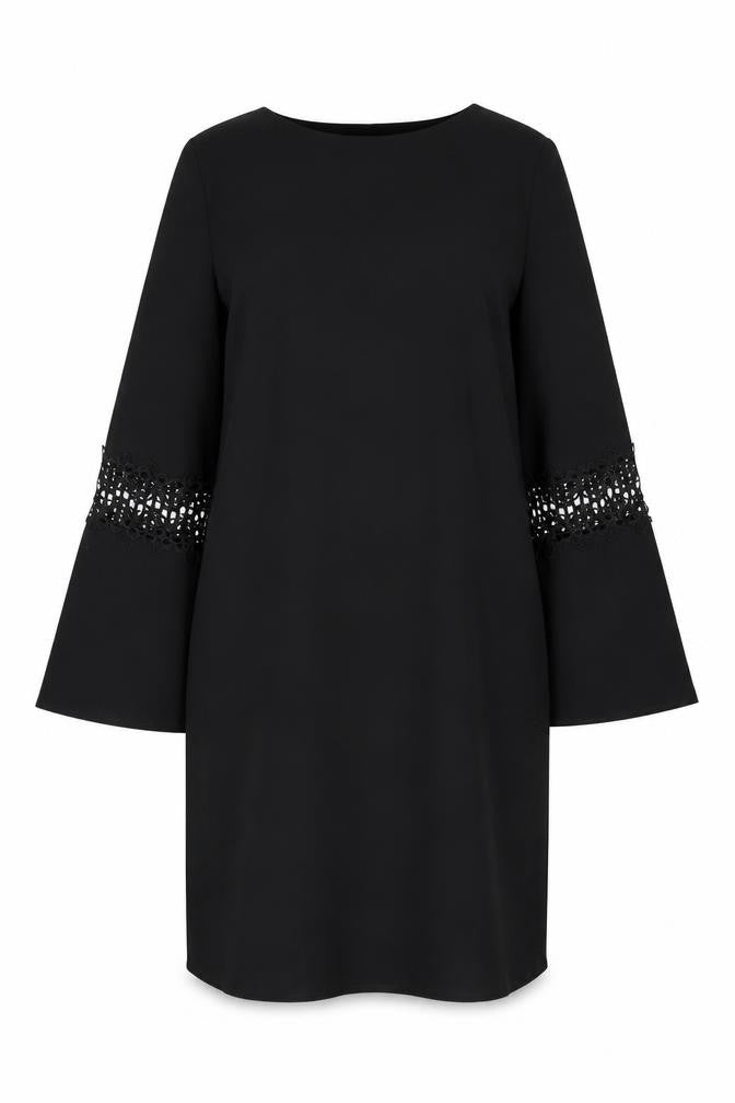 Wallis Black Shift Dress, 10, 3/4 Bell Sleeves