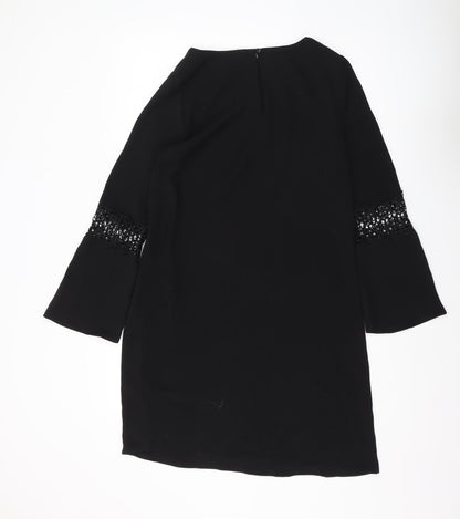 Wallis Black Shift Dress, 10, 3/4 Bell Sleeves