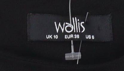 Wallis Black Shift Dress, 10, 3/4 Bell Sleeves