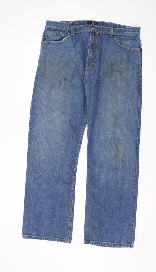 Marks & Spencer Men's Blue Straight Jeans, 38