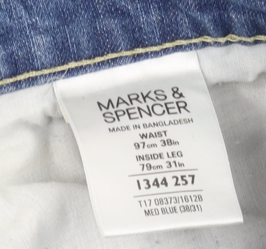 Marks & Spencer Men's Blue Straight Jeans, 38