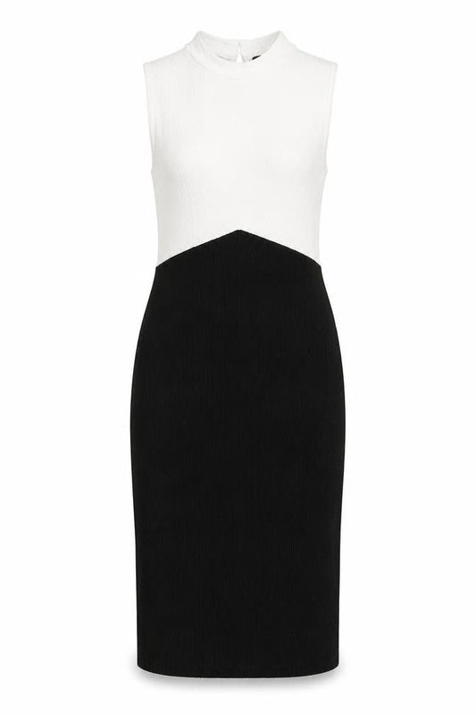 Front view of Long Tall Sally Women's Black & White Sheath Dress, size 10