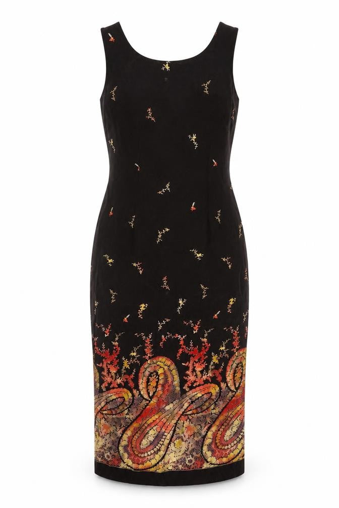 Country Casuals Women's Black Paisley Midi Sheath Dress