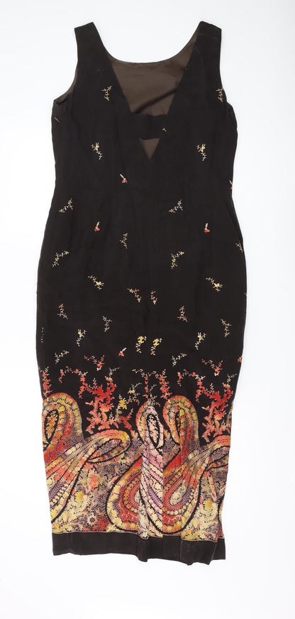 Country Casuals Women's Black Paisley Midi Sheath Dress