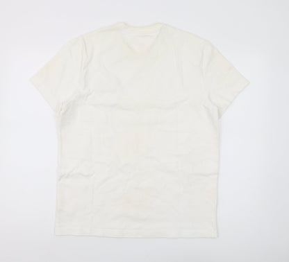 Tommy Jeans Men's White Cotton Logo T-Shirt Medium