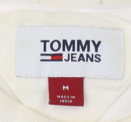 Tommy Jeans Men's White Cotton Logo T-Shirt Medium