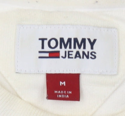 Tommy Jeans Men's White Cotton Logo T-Shirt Medium