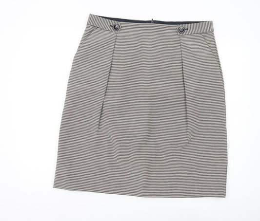 L.K. Bennett Women's Blue Striped Pencil Skirt Size 16