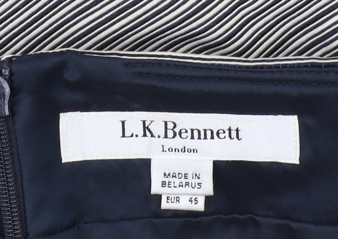 L.K. Bennett Women's Blue Striped Pencil Skirt Size 16