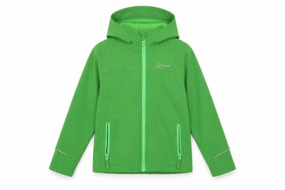 Front view of Hi Gear boys’ green softshell jacket 7-8 years