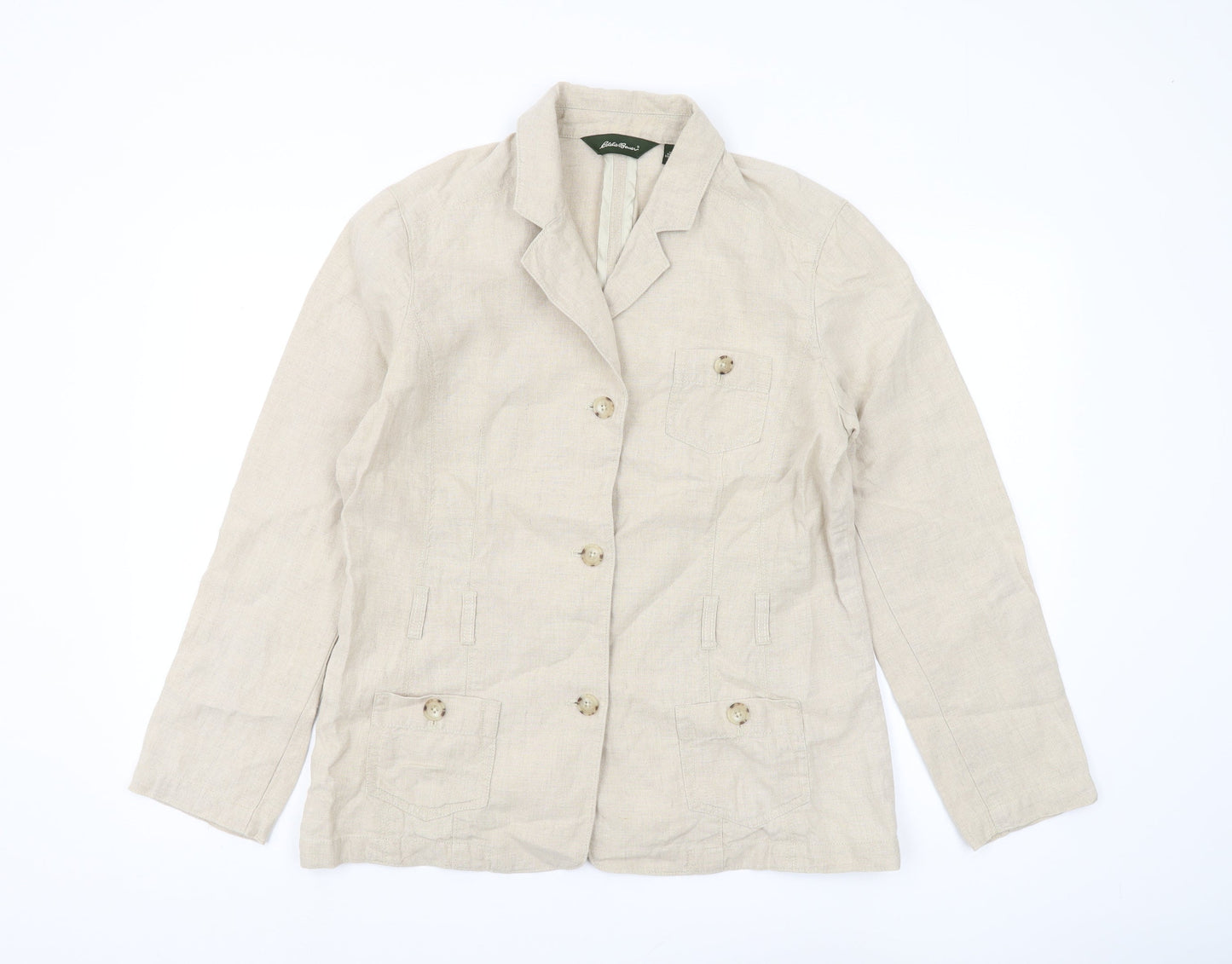 Eddie Bauer Women's Beige Linen Blazer Size 12