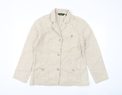 Eddie Bauer Women's Beige Linen Blazer Size 12