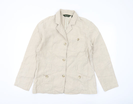 Eddie Bauer Women's Beige Linen Blazer Size 12
