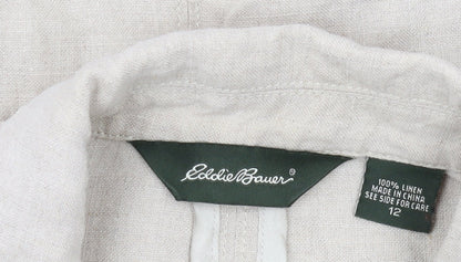 Eddie Bauer Women's Beige Linen Blazer Size 12