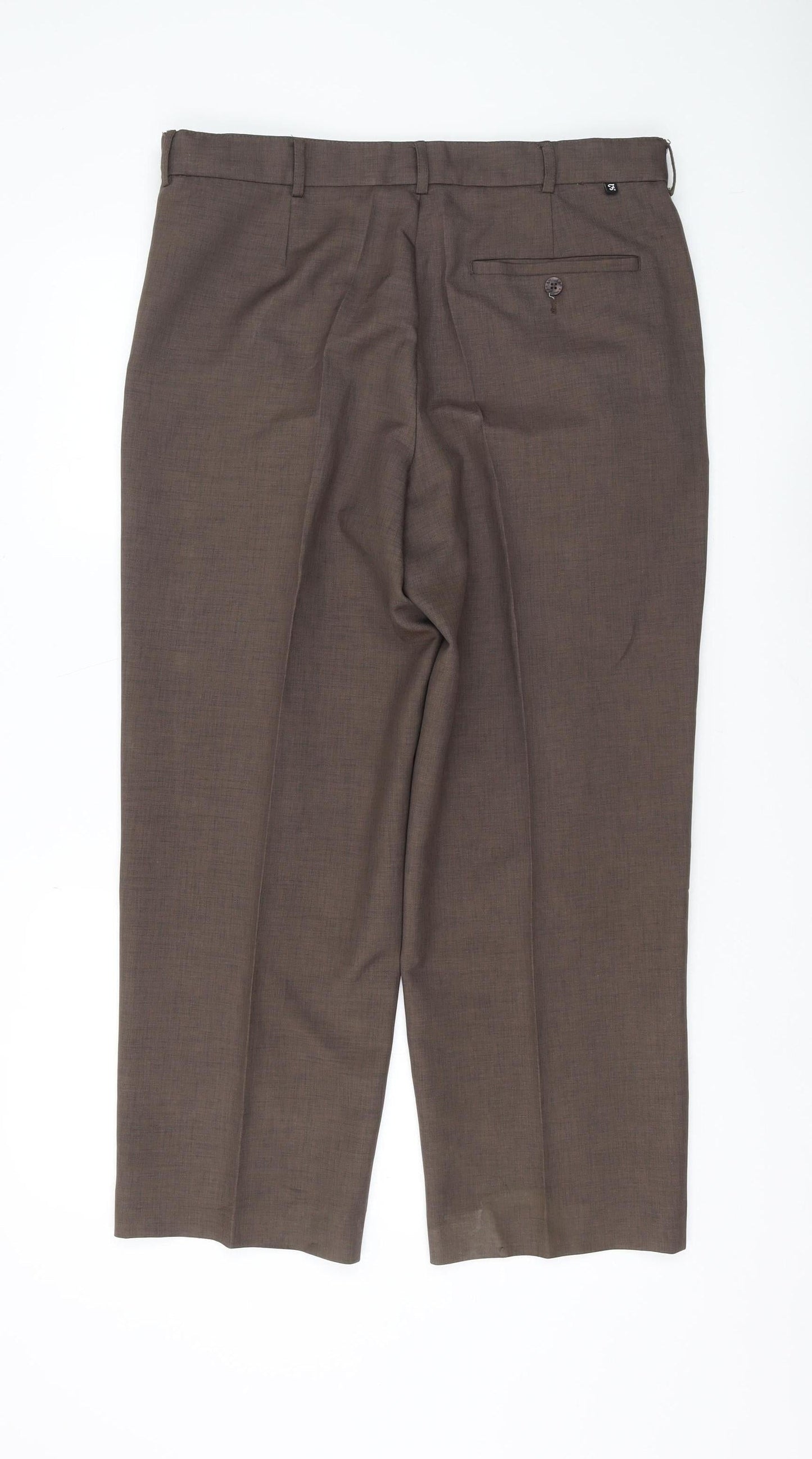 Farah Men's Brown Trousers, Size 36, Elegant Style