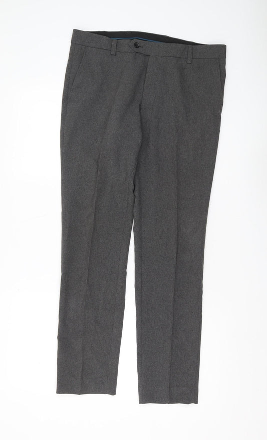 Next Men's Grey Regular Fit Trousers 32