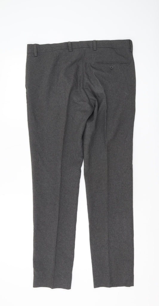 Next Men's Grey Regular Fit Trousers 32