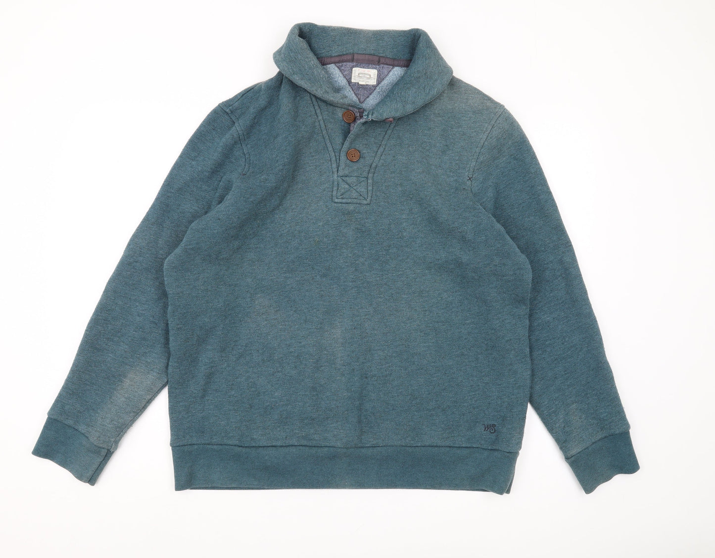 White Stuff Green Henley Sweatshirt, Men's L, Autumn/Winter