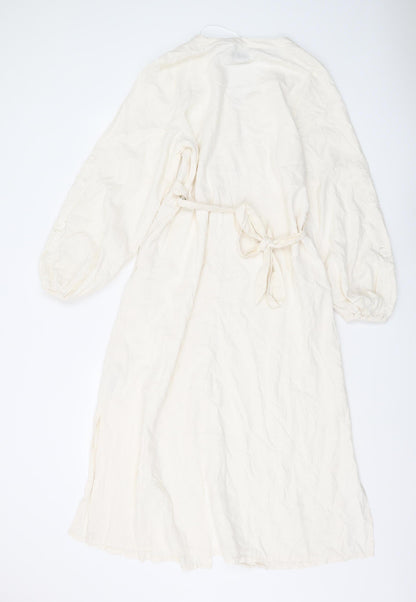 Marks and Spencer Women's Ivory Shirt Dress, Size 8