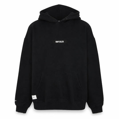 Front view of NAVY CO LTD Black unisex pullover hoodie s