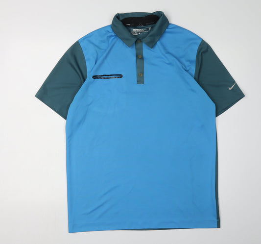 Nike Men's Blue Polo Golf Shirt - Medium, Moisture Wicking