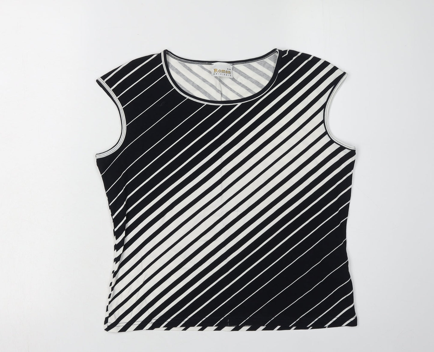 Womens UK Size S Roman Originals Black Basic T-Shirt