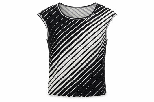 Front view of Roman Originals women’s black striped tank top s/m