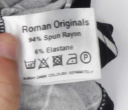 Womens UK Size S Roman Originals Black Basic T-Shirt