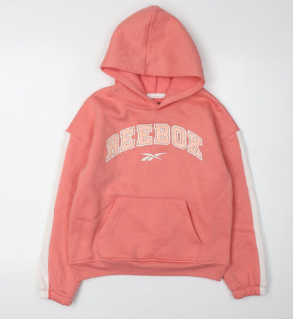 Reebok Girls Pink Hoodie, Size 11-12 Years, Pullover Style