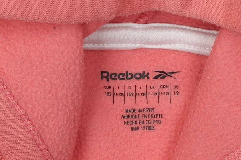 Reebok Girls Pink Hoodie, Size 11-12 Years, Pullover Style