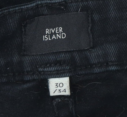 Mens UK Size 30 River Island Slim Fit Skinny Black Jeans
