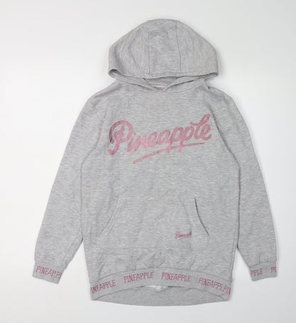 Pineapple Girls Grey Pullover Hoodie, Size 9-10 Years