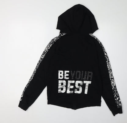 Bluezoo Girls Black Full Zip Animal Print Hoodie 12-13 Years