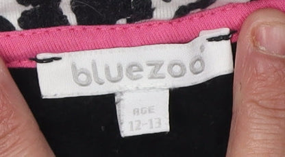 Bluezoo Girls Black Full Zip Animal Print Hoodie 12-13 Years