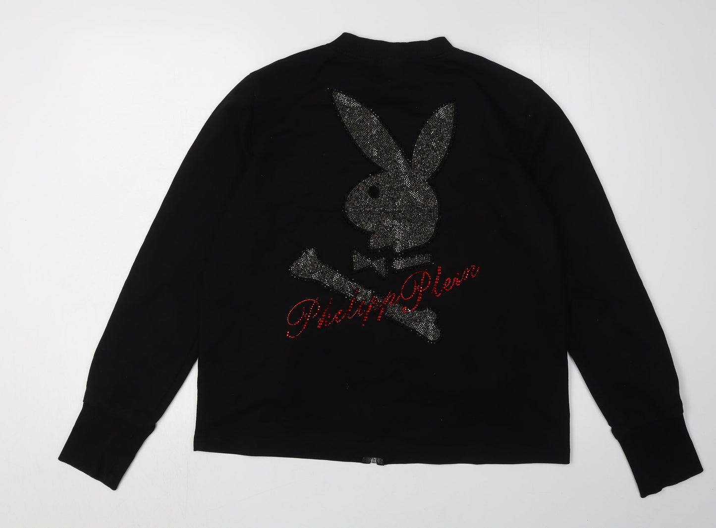 Club Moda Unisex Black XL Full Zip Hoodie with Rhinestones
