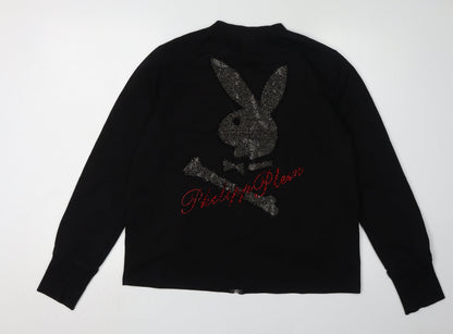 Club Moda Unisex Black XL Full Zip Hoodie with Rhinestones