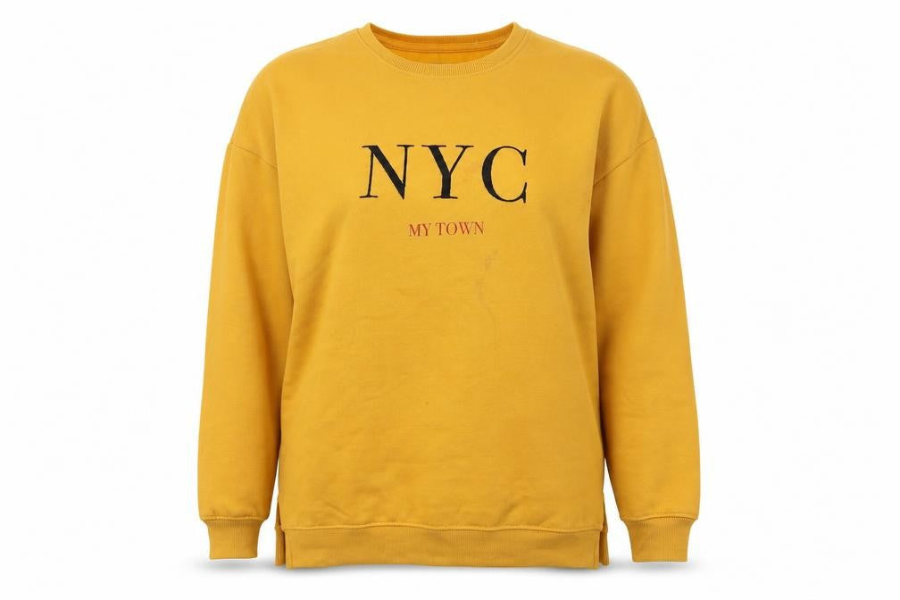 Unisex Adults UK Size M Pull&Bear Yellow Pullover Sweatshirt