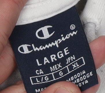 Mens UK Size L Champion White Pullover Hoodie
