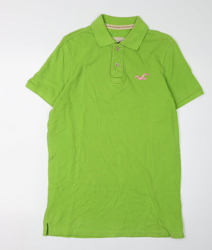 Hollister Men's Green Polo Shirt L Short Sleeve