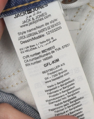 Jack & Jones Men's Blue Denim Shorts, Regular Fit, Size L