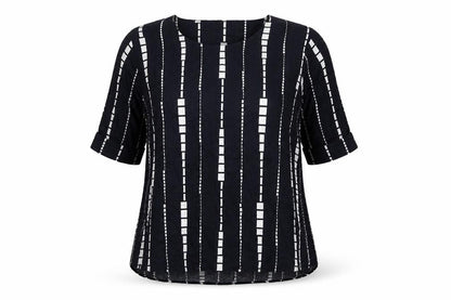VIZA VIZ Women's Black Striped Blouse Size 10