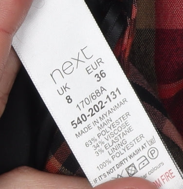 Next Women's Multicoloured Plaid Pencil Skirt Size 8