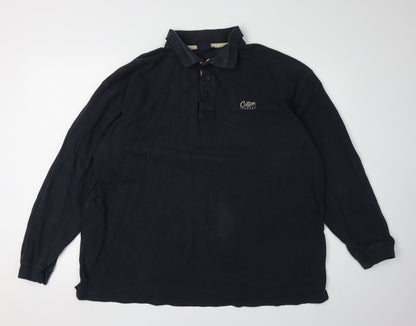 Cotton Traders Men's Black 2XL Long Sleeve Polo