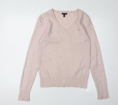 GANT Women's Pink Wool V-Neck Pullover Jumper Size S