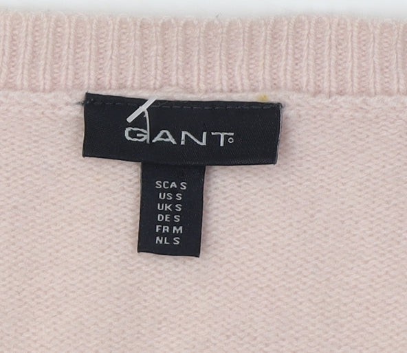 GANT Women's Pink Wool V-Neck Pullover Jumper Size S