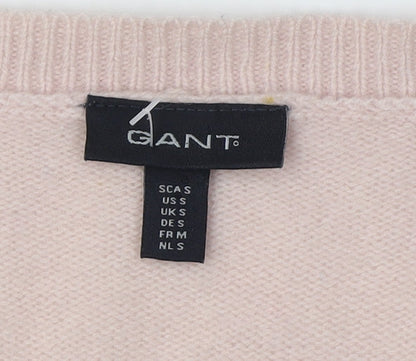 GANT Women's Pink Wool V-Neck Pullover Jumper Size S